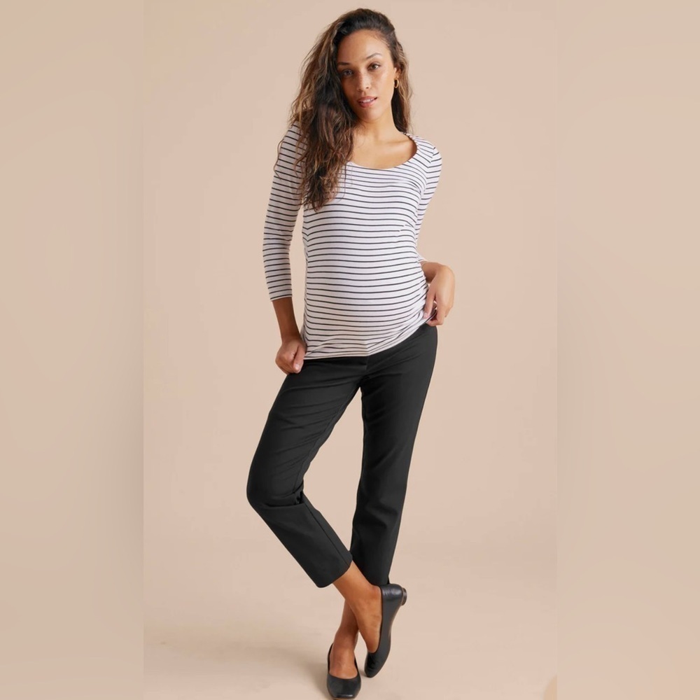 NWT A PEA IN THE POD Curie Maternity Side Panel Slim Cotton Blend Ankle Trouser‎